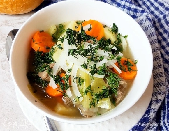 Подаем суп с репчатым луком и зеленью. 🍴Приятного аппетита!🍴