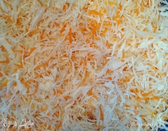 Морковь натереть на крупной терке. Капусту нашинковать. Перемешать аккуратно руками.