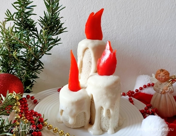 Сверху полить соусом, как бы имитируя тающий воск. Из болгарского перца вырезать «пламя» и вставить в свечу. Готовую закуску хранить в холодильнике. Приятного аппетита!