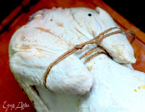 Перевязать сзади крылья шпагатом.