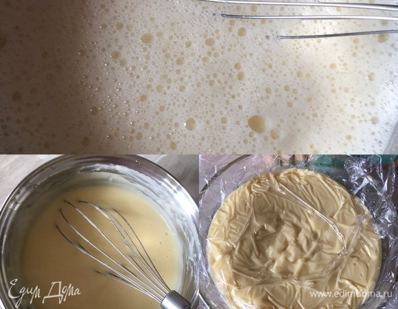 Готовый крем перелить в контейнер, накрыть пленкой в контакт и остудить.