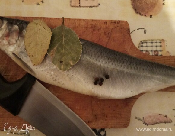 Сельдь почистить, выпотрошить, отрезать голову и разрезать на порционные куски. Я разрезала на четыре куска. При желании можно замариновать ее в соли (слегка посолить), но сельдь и так соленая по природе. Я люблю ощущать истинный вкус продукта, а не соли и множества приправ. При дальнейшем приготовлении салата, паштета и прочего можно добавить необходимый вкусовой оттенок.
