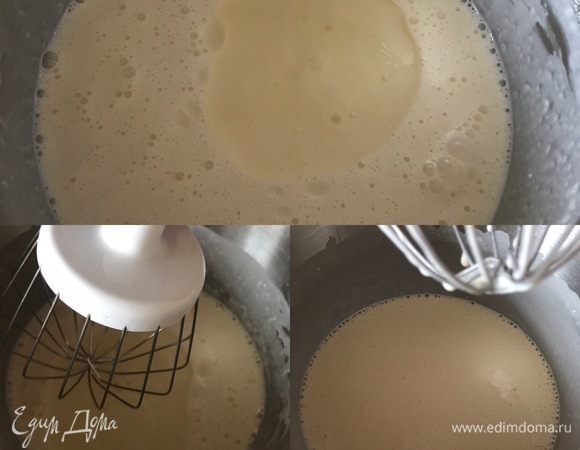 Затем добавить растительное масло без запаха и взбить тесто миксером. Взбивать на средней скорости 2–3 минутки. Накрыть миску с тестом и поставить в теплое место на 1,5–2 часа.