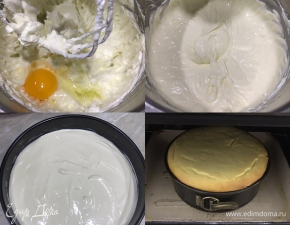 В конце вводим яйца по одному и взбиваем массу на средней скорости. Долго взбивать не надо, главное, чтобы все ингредиенты хорошо смешались. Переложить массу на шоколадную основу и разровнять.