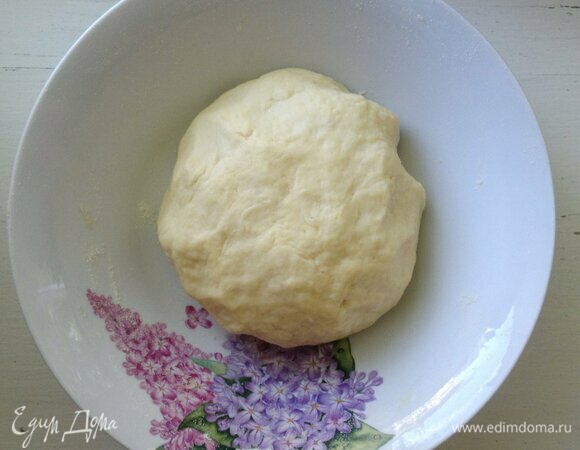 Замесить тесто, скатать в шар. Накрыть его пищевой пленкой и поставить в холодильник на 30 мин.