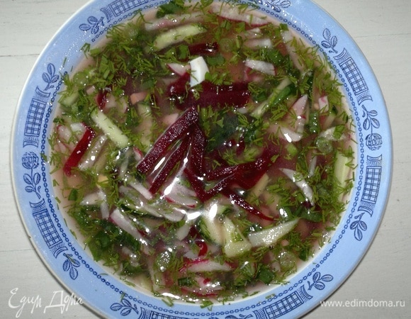 Залить холодным хлебным квасом.