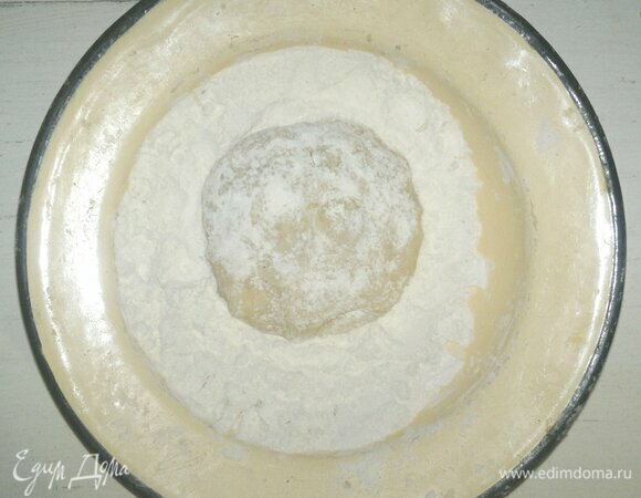 Тесто разделить на одинаковые части, сформовать оладьи и обвалять их в муке.