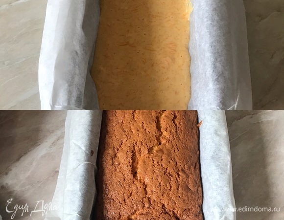 Тесто переложить в форму, разровнять и поставить в духовку. Выпекать кекс 40–50 минут, до сухой спички.