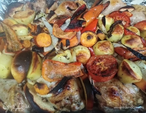 Снять фольгу. Включить функцию «гриль». Запекать еще 30 минут.