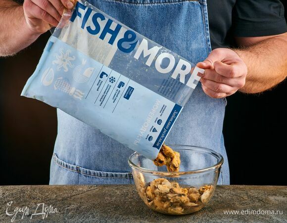 Мясо мидий варено-мороженое Fish&More предварительно разморозьте, как указано на упаковке.