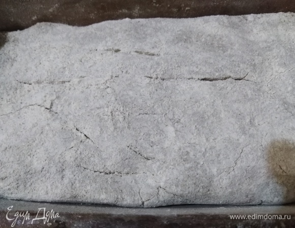 Тесто посыпать мукой, выложить в посыпанную мукой форму. Накрыть и оставить для расстойки на 2 часа.