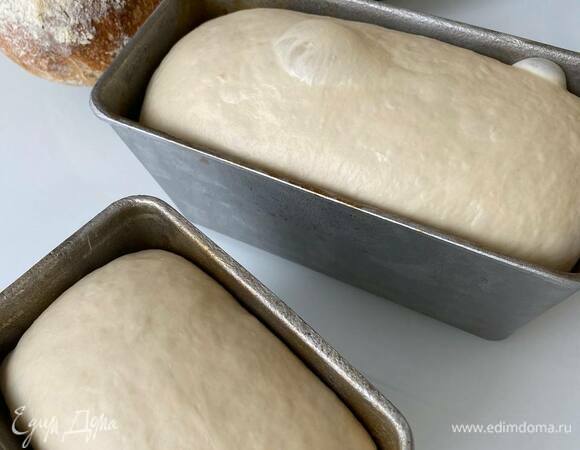Заготовки поместить в формы, накрыть от заветривания и оставить на полную расстойку при комнатной температуре на 1–1,5 часа. Тесто должно подойти почти до краев формы.