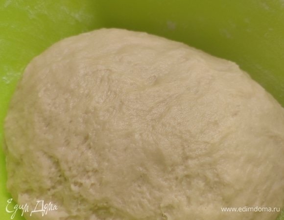 К опаре добавить яйцо, растопленное сливочное масло и соль. Муку добавлять постепенно. Замесить эластичное тесто. Оставить на 1,5 часа для подъема.