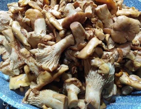 Растопить 200 г сливочного масла. Выложить грибы. Обжарить с добавлением соли.