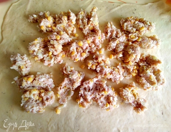 Перенести начинку на пласт.