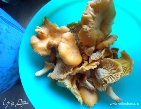 Лисички очистить, промыть.