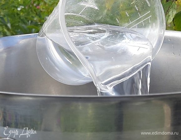 В кастрюлю с толстым дном налейте воду.