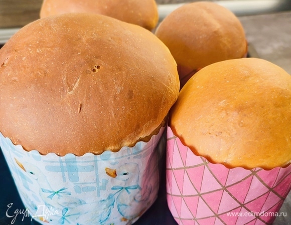 Выпекать куличи 35 минут при температуре 180 градусов. Остывшие куличи украсить по своему вкусу.