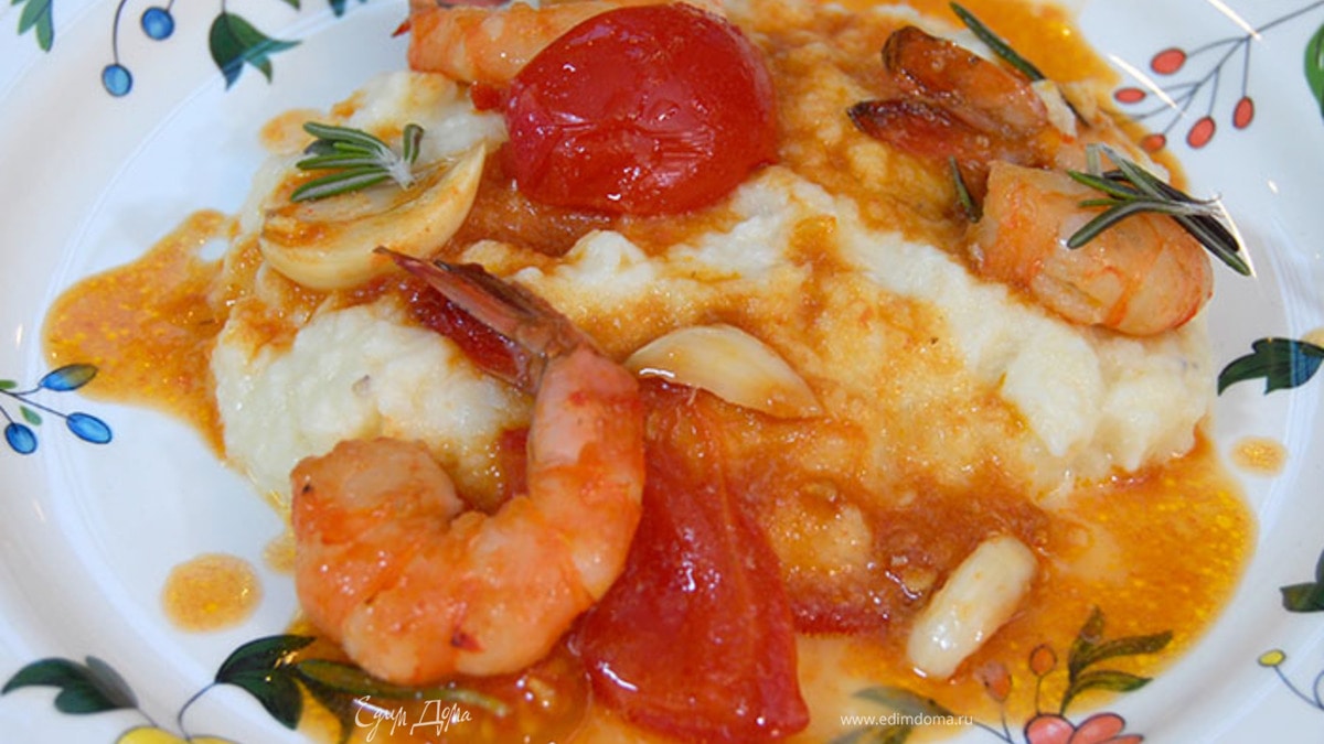 Пюре из сельдерея с креветками