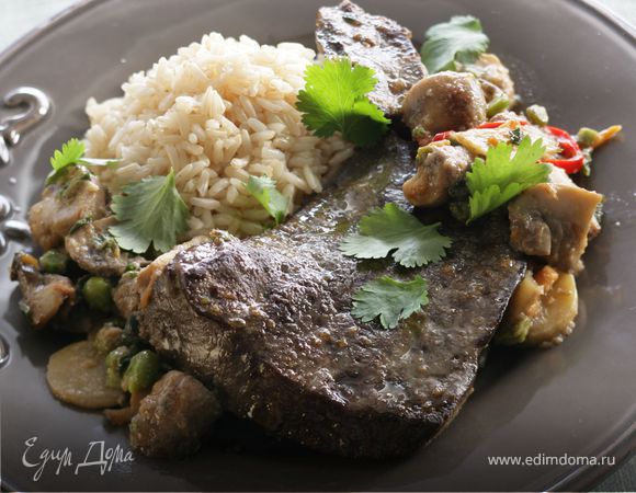 Телячья печень с овощами по-азиатски Телячья печень с овощами по-азиатски