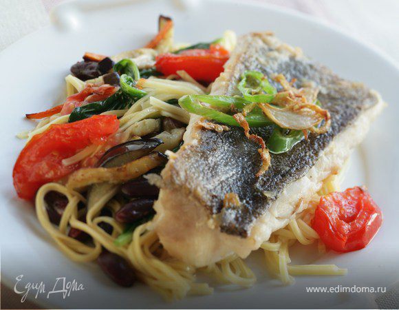 Жареная треска с овощами Жареная треска с овощами