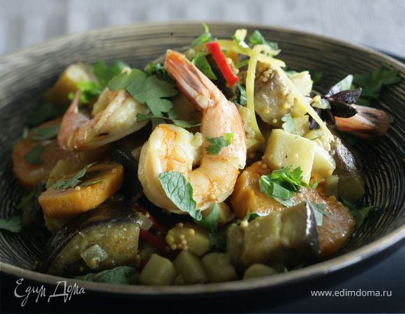 Карри из овощей с креветками Карри из овощей с креветками