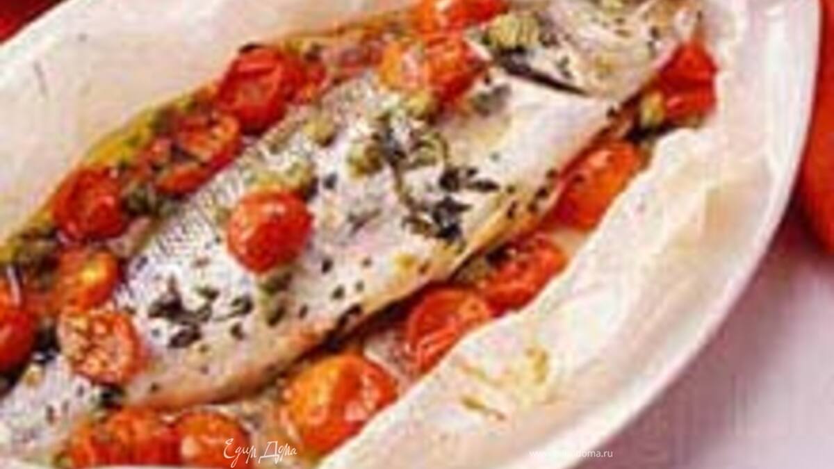 Сибас в пергаменте с мятой