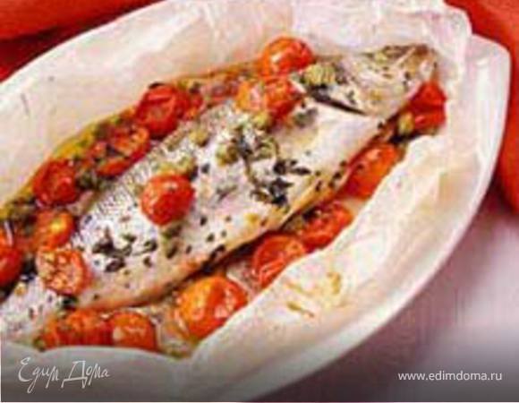 Сибас в пергаменте с мятой Сибас в пергаменте с мятой