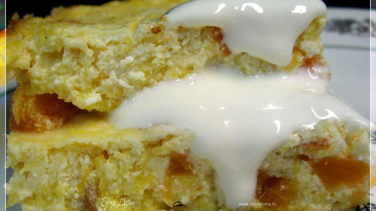 Творожная запеканка с тыквой и фруктами