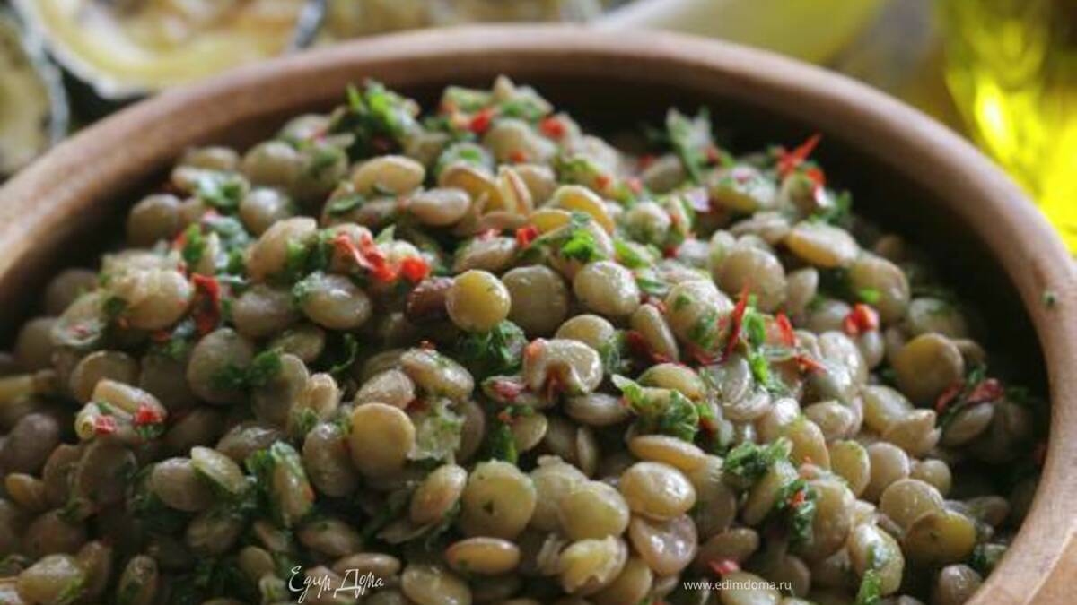 Салат с мятой и чечевицей