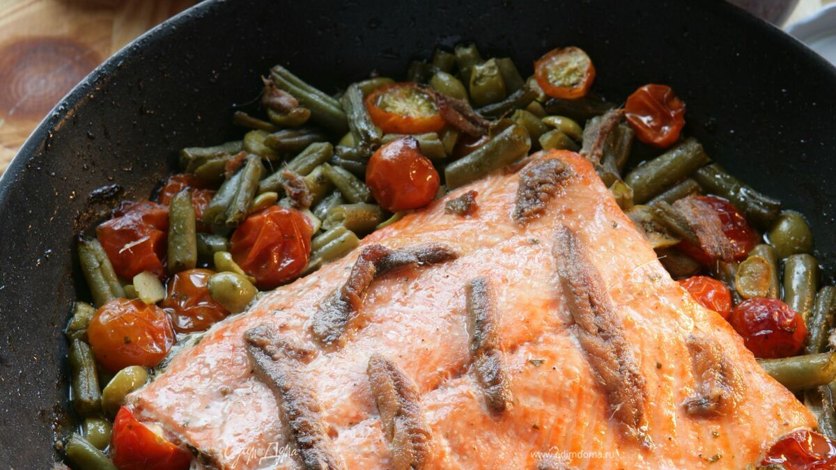 Форель с овощами