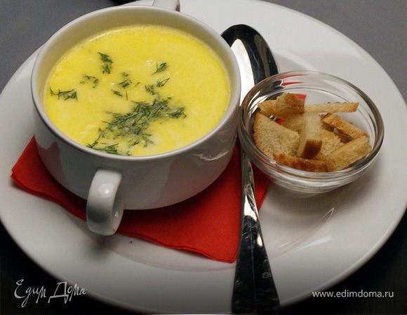 Суп-пюре с грибами и плавленным сыром