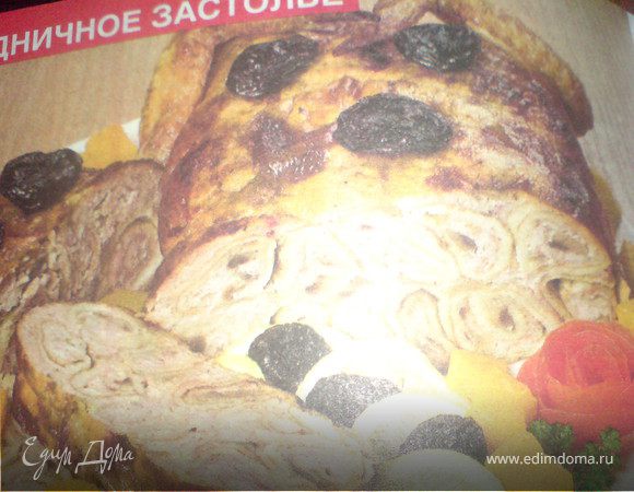 курица фаршированная блинами