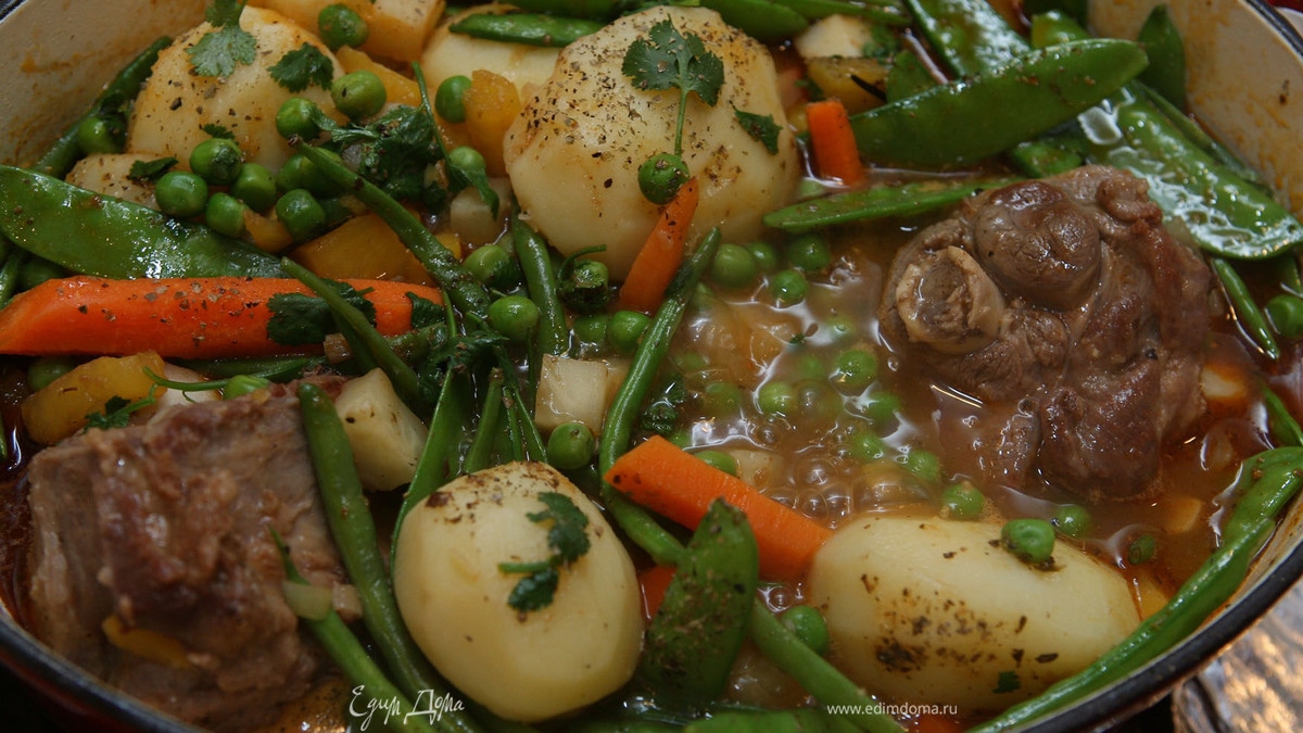 Баранина с весенними овощами