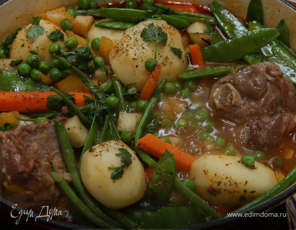 Баранина с весенними овощами