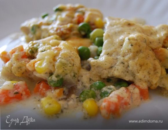 Рыба под "овощным пальто". Рыба под "овощным пальто".