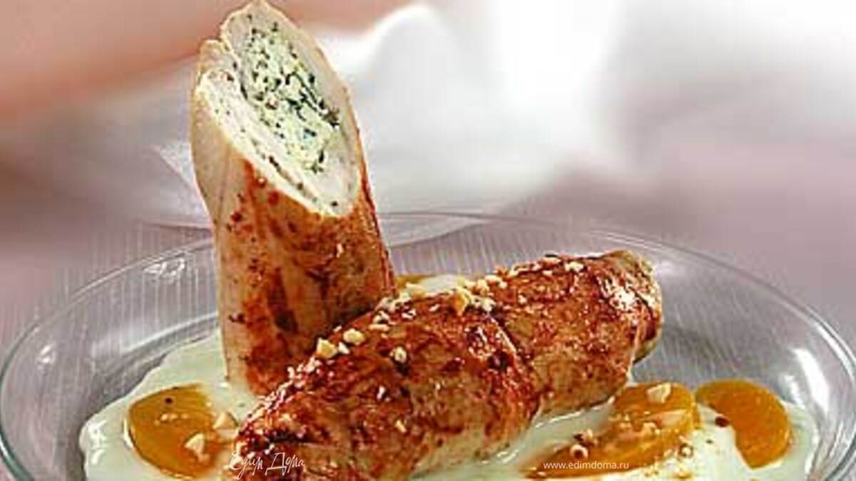 куриные рулетики с персиками