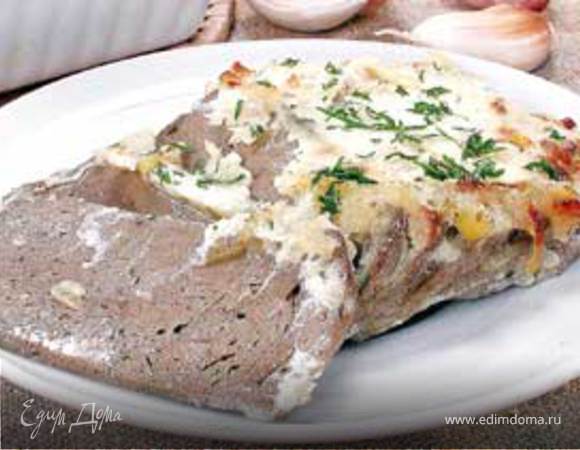 Свиная печень с чесноком