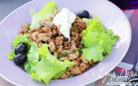 Рецепт Зеленый салат с фаршем из баранины