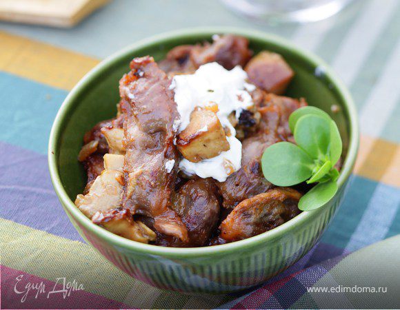 Жаркое из сердечек с белыми грибами Жаркое из сердечек с белыми грибами