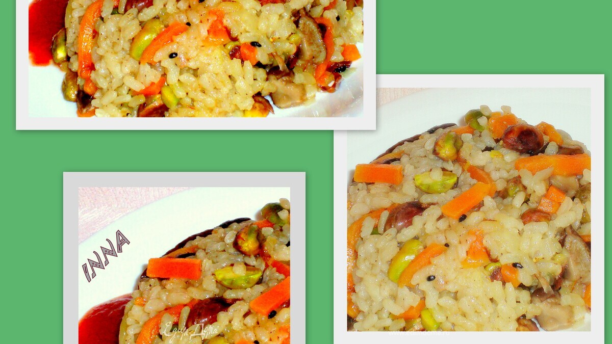 Рис с грибами и фисташками ( постный)