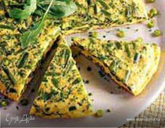Омлет со стручковой фасолью и руколой