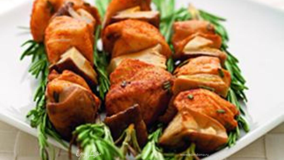 Шашлычки из белых грибов и курицы