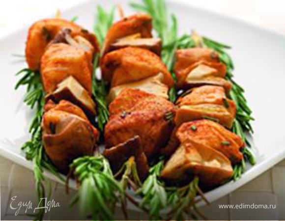 Шашлычки из белых грибов и курицы Шашлычки из белых грибов и курицы