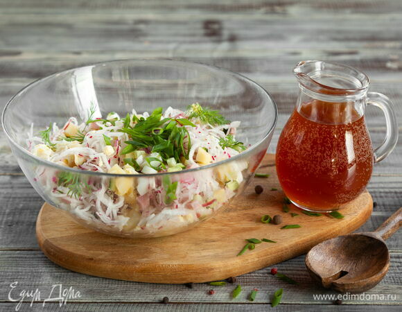 Рецепт окрошки на квасе с курицей Рецепт окрошки на квасе с курицей