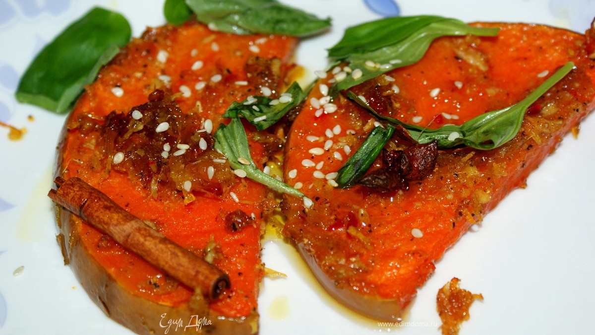 Запечённая тыква с корицей и апельсином