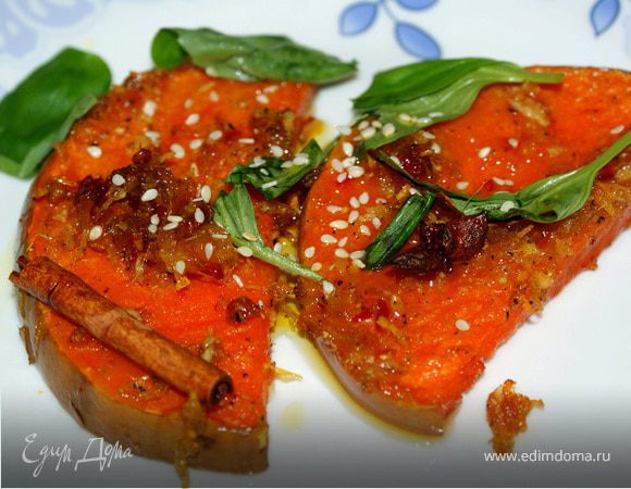 Запечённая тыква с корицей и апельсином 