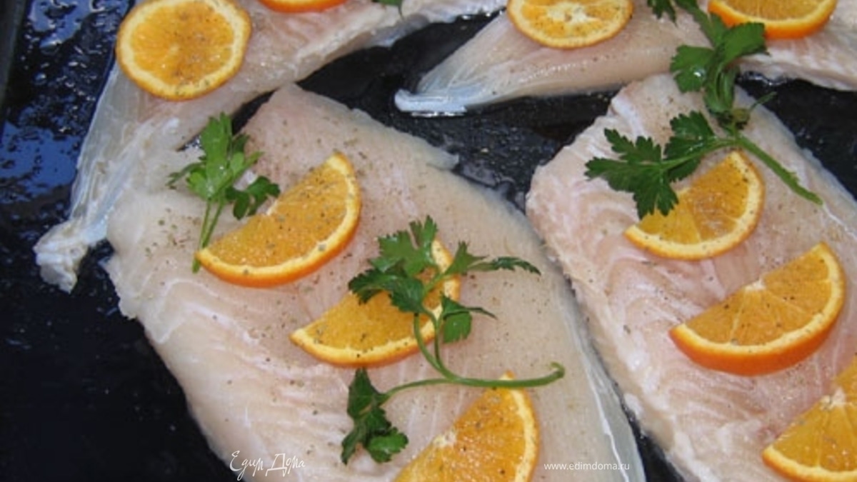 Рыба Дори с апельсинами.