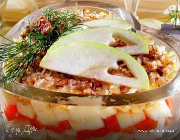 Салат слоеный с яблоками Салат слоеный с яблоками