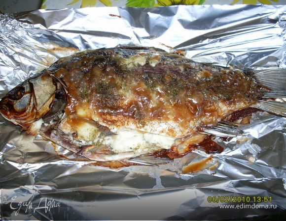 Карась, запеченный с майонезом